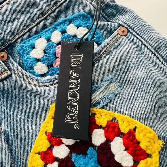 Blank NYC Wildest Rhythm Patchwork Shorts NWT - Picture 11 of 16